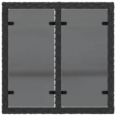 vidaXL Puutarhapöytä lasipöytälevyllä musta 55x55x37 cm polyrottinki
