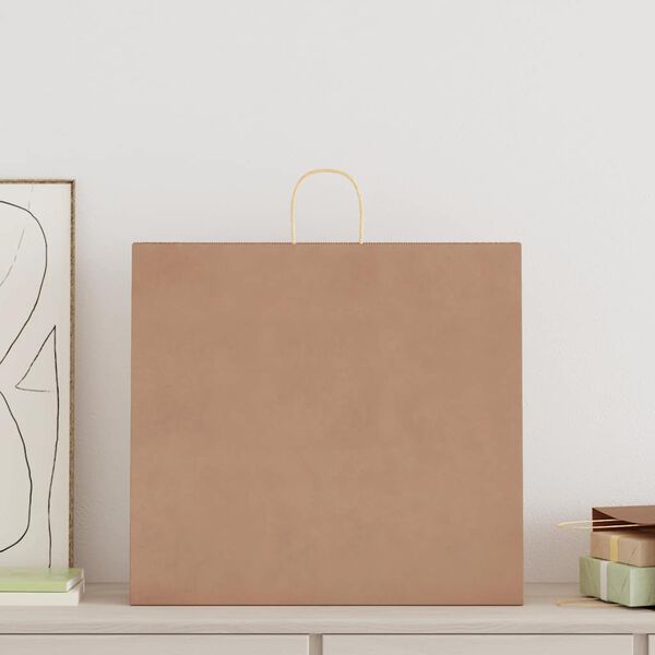 vidaXL Paperikassit 250 kpl kahvoilla ruskea 54x15x49 cm