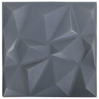 vidaXL 3D-seinäpaneelit 48 kpl 50x50 cm harmaa timantti 12 m²