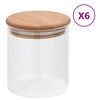 vidaXL Lasiset s&auml;ilytyspurkit bambukansilla 6 kpl 600 ml