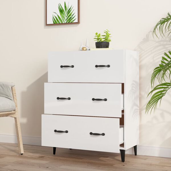 vidaXL Senkki korkeakiilto valkoinen 69,5x34x90 cm tekninen puu