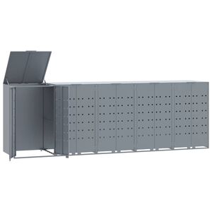 vidaXL Roskalaatikon s&auml;ilytystila viidelle harmaa 345x79x117 cm ter&auml;s