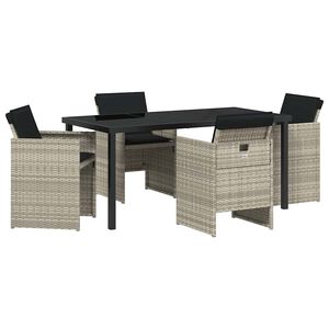 vidaXL Piharuokailu setti 5 pcs Vaaleanharmaa polyrottinki