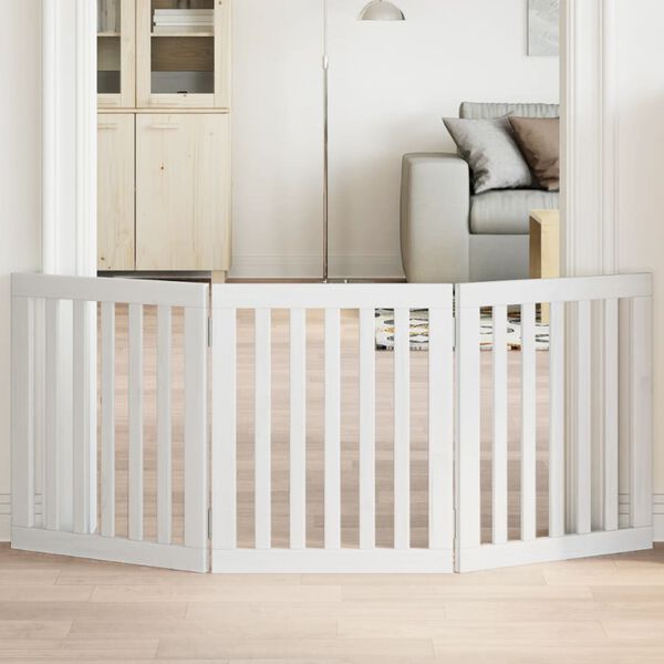 vidaXL Koiraportti kokoontaittuva 3 paneelia valk. 150 cm poppelipuu