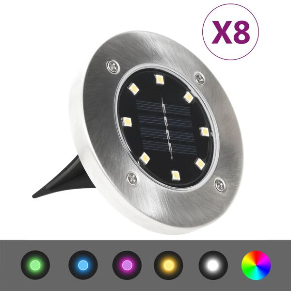 vidaXL Aurinkoenergia maavalaisimet 8 kpl LED RGB v&auml;rit