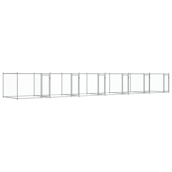vidaXL Koiranhäkki ovilla harmaa 12x2x1,5 m galvanoitu teräs