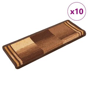 vidaXL Itsekiinnittyvät porrasmatot 10 kpl 65x21x4 cm ruskea