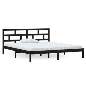 vidaXL S&auml;ngynrunko musta 135x190 cm Double t&auml;ysi puu