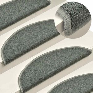 vidaXL Porrasmatot 15 kpl 56x17x3 cm tummanvihre&auml; puolipy&ouml;re&auml;