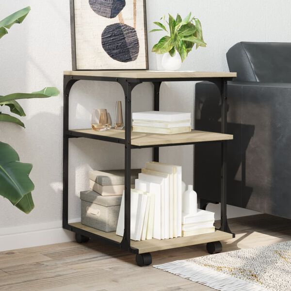 vidaXL Tulostinteline 3 tasoa Sonoma-tammi 43x48x64 cm tekninen puu