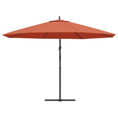 vidaXL Riippuva aurinkovarjo ja alumiinitolppa 350 cm terrakotta