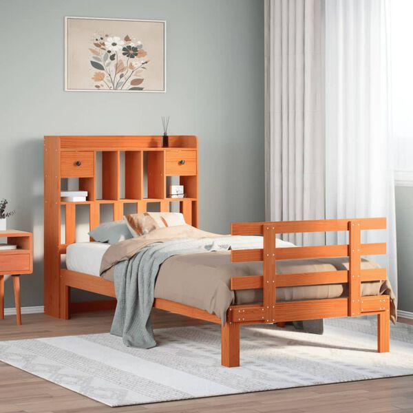 vidaXL S&auml;nky/kirjahylly ei patjaa vahanruskea 100x200 cm t&auml;ysi m&auml;nty