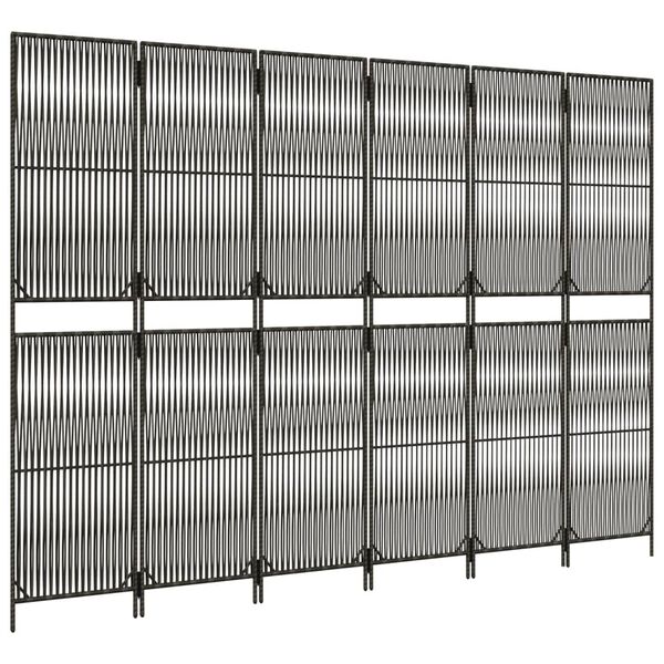 vidaXL Tilanjakaja 6 paneelia harmaa polyrottinki