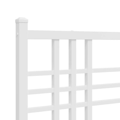 vidaXL Metallinen sängynrunko päädyillä valkoinen 200x200 cm