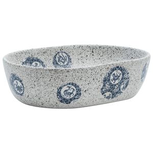 vidaXL Pesuallas ty&ouml;tasolle siniharmaa ovaali 47x33x13 cm keraaminen