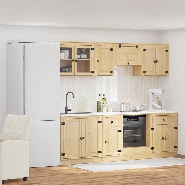 vidaXL Kaappi hyllyll&auml; SKI 8 pcs Hunaja Ruskea Massiivinen m&auml;nty