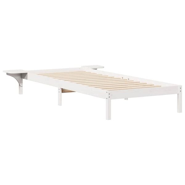 vidaXL S&auml;nkykehys sivup&ouml;ydill&auml; Valkoinen 90 x 210 cm Massiivinen m&auml;nty