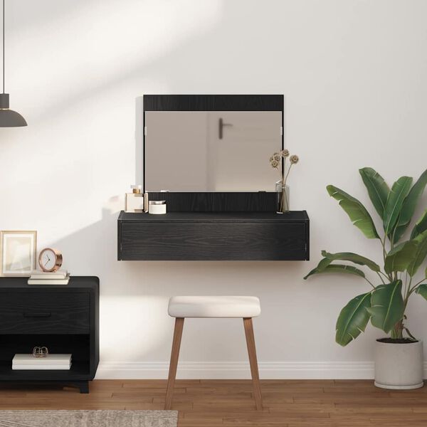 vidaXL Meikkipöytä laatikon kanssa Musta 83 x 40 x 70 cm Tekninen puu