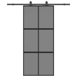 vidaXL liukuovi laitteistosarjalla musta 90x205 cm karkaistu lasi