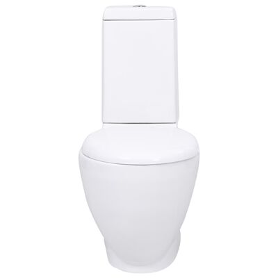 vidaXL Keraaminen WC-istuin pyöreä alapuolinen veden virtaus valkoinen