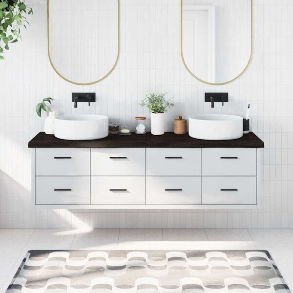 vidaXL Kylpyhuoneen ty&ouml;taso t.ruskea 180x60x(2-6)cm k&auml;sitelty t&auml;yspuu