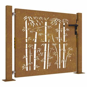 vidaXL Puutarhaportti 100x100 cm Corten-ter&auml;s Bambukuvio