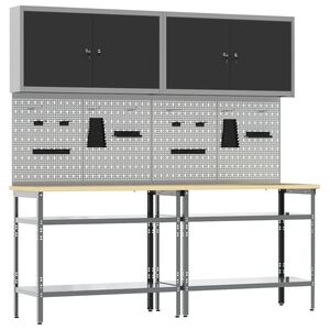 vidaXL Ty&ouml;p&ouml;yt&auml;setti 8 kpl Mustat ja harmaa Jauhemaalattu Ter&auml;s