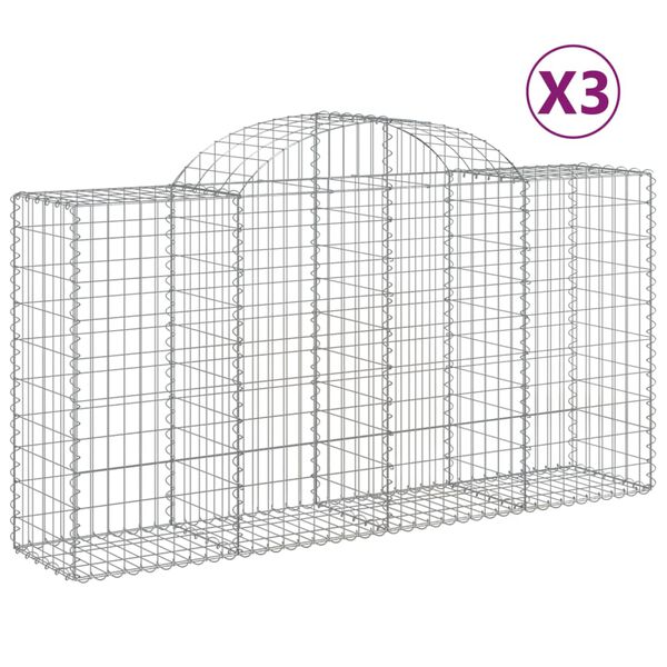 vidaXL Kaarevat kivikorit 3 kpl 200x50x100/120 cm galvanoitu rauta