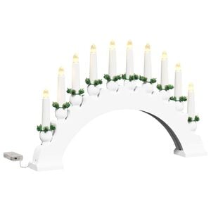 vidaXL Joulukynttelikk&ouml; 10 LED-kynttil&auml;ll&auml; LEDi&auml; L&auml;mpim&auml;n Valkoinen