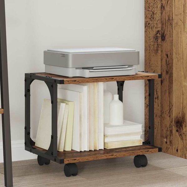 vidaXL Tulostinpidike Vanha Puu 41 x 28 x 33.5 cm Tekninen puu