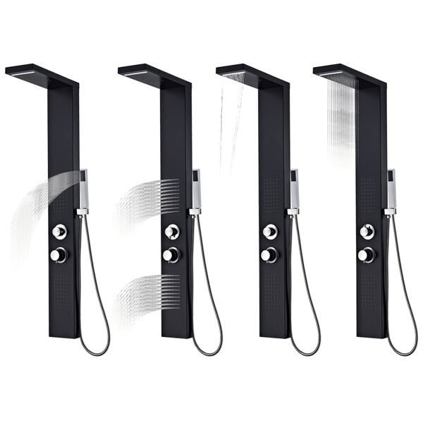 vidaXL Suihkupaneelijärjestelmä Alumiini matta musta