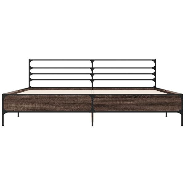 vidaXL Sängynrunko ruskea tammi 200x200 cm tekninen puu ja metalli