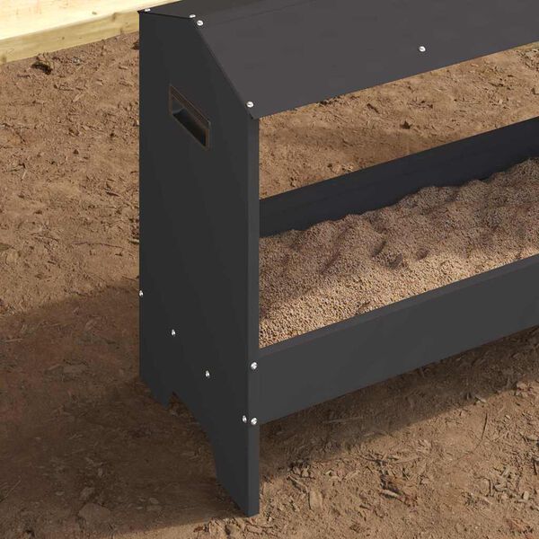 vidaXL Kananruokinta-astia Musta 81 x 32 x 53,5 cm