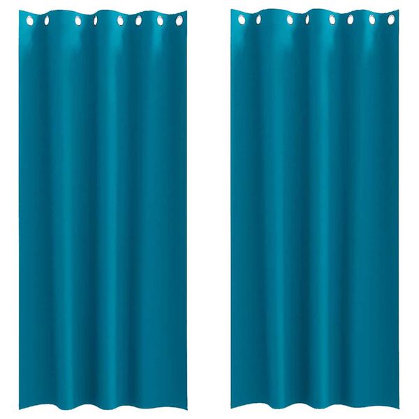vidaXL Piment&auml;v&auml; verho renkailla 2 pcs Turkoosi 245 x 140 cm