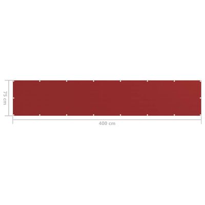 vidaXL Parvekkeen suoja punainen 75x400 cm HDPE