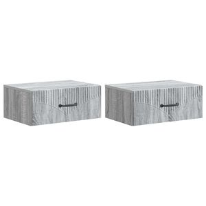 vidaXL Sein&auml;lle Kiinnitett&auml;v&auml; Y&ouml;p&ouml;yt&auml; 2 pcs Harmaa sonoma Tekninen puu