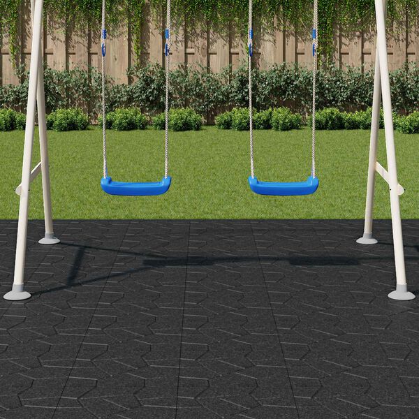 vidaXL Askelkivi 6 pcs Musta 40,5 x 40,5 x 2 cm Kumi