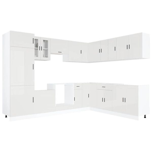 vidaXL 14-osainen keittiökaappisarja "Porto" Gloss White