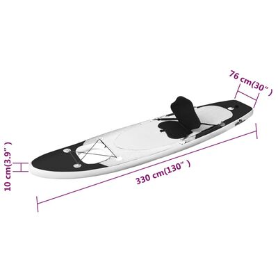 vidaXL Täytettävä SUP-lautasarja musta 330x76x10 cm