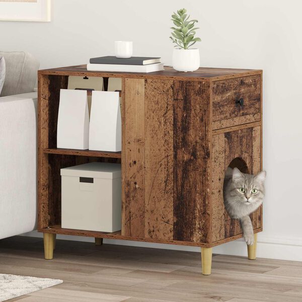 vidaXL Kissatalo Vanha puu 72 x 42.5 x 70 cm Tekninen puu