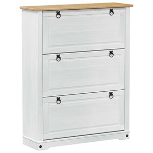 vidaXL Kenk&auml;kaappi Corona Valkoinen 99 x 32 x 122 cm Massiivinen m&auml;nty