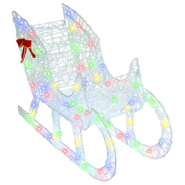 vidaXL Poron vetämä joulusleigh värikäs 70 x 26 x 128.5 cm Akryyli