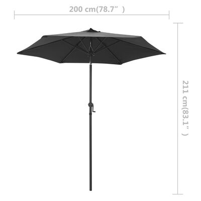 vidaXL Aurinkovarjo antrasiitti 200x211 cm alumiini