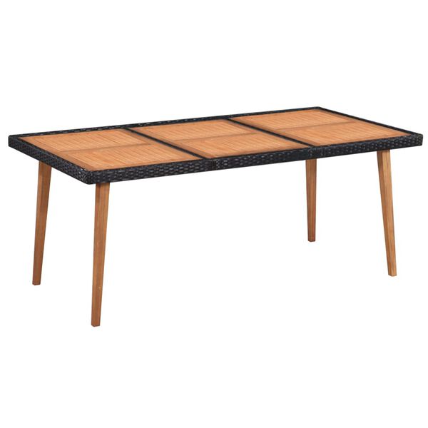 vidaXL 9-osainen Ulkoruokailuryhm&auml; polyrottinki musta ja ruskea