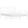 vidaXL Metallinen sängynrunko päädyillä valkoinen 150x200 cm