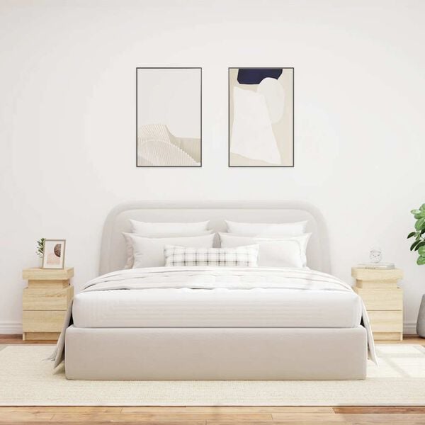 vidaXL Y&ouml;p&ouml;yd&auml;t LED-valoilla 2 kpl Sonoma-tammi 35x39x55 cm