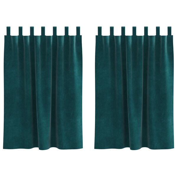 vidaXL Verhot verhoilla 2 pcs Tummanvihreä 140 x 140 cm Sametti