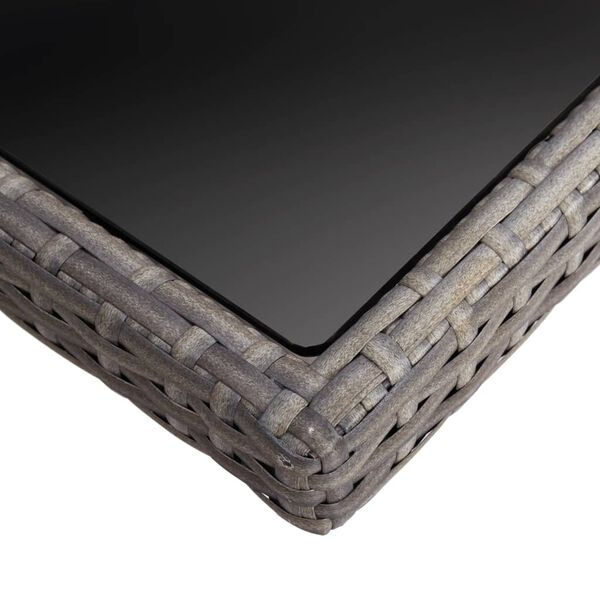 vidaXL Ulkoruokapöytä harmaa polyrottinki ja lasi