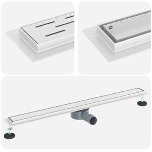 vidaXL Suihkuhuuhtelija 2-in-1 360&deg; poistoputkella Hopea 90 cm