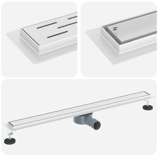 vidaXL Suihkuhuuhtelija 2-in-1 360&deg; poistoputkella Hopea 90 cm